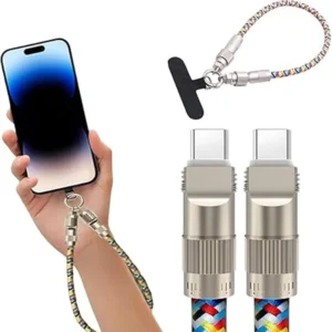 Mobile Phone Lanyard & Charging Cable 2 in 1 Tyce-C To C Neck Wrist
