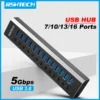 7/10/13/16 Ports Powered USB Hub Aluminum USB 3.0 Data Hub Expander with Individual On/Off Switches for Laptop MacBook Splitter