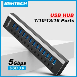 7/10/13/16 Ports Powered USB Hub Aluminum